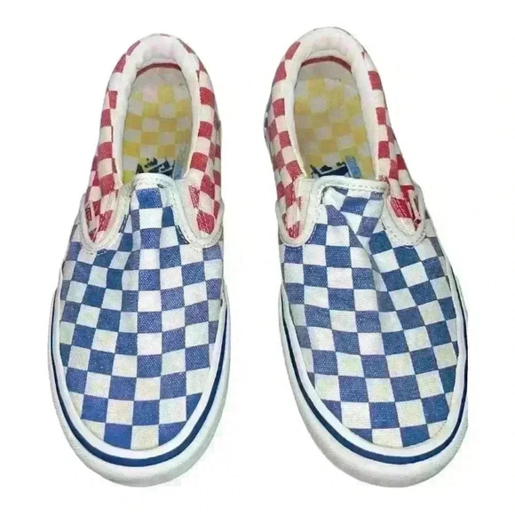 Vans Classic Slip-On Checkerboard Red Blue M 6.5 / W 8 pre-owned - Picture 9 of 11
